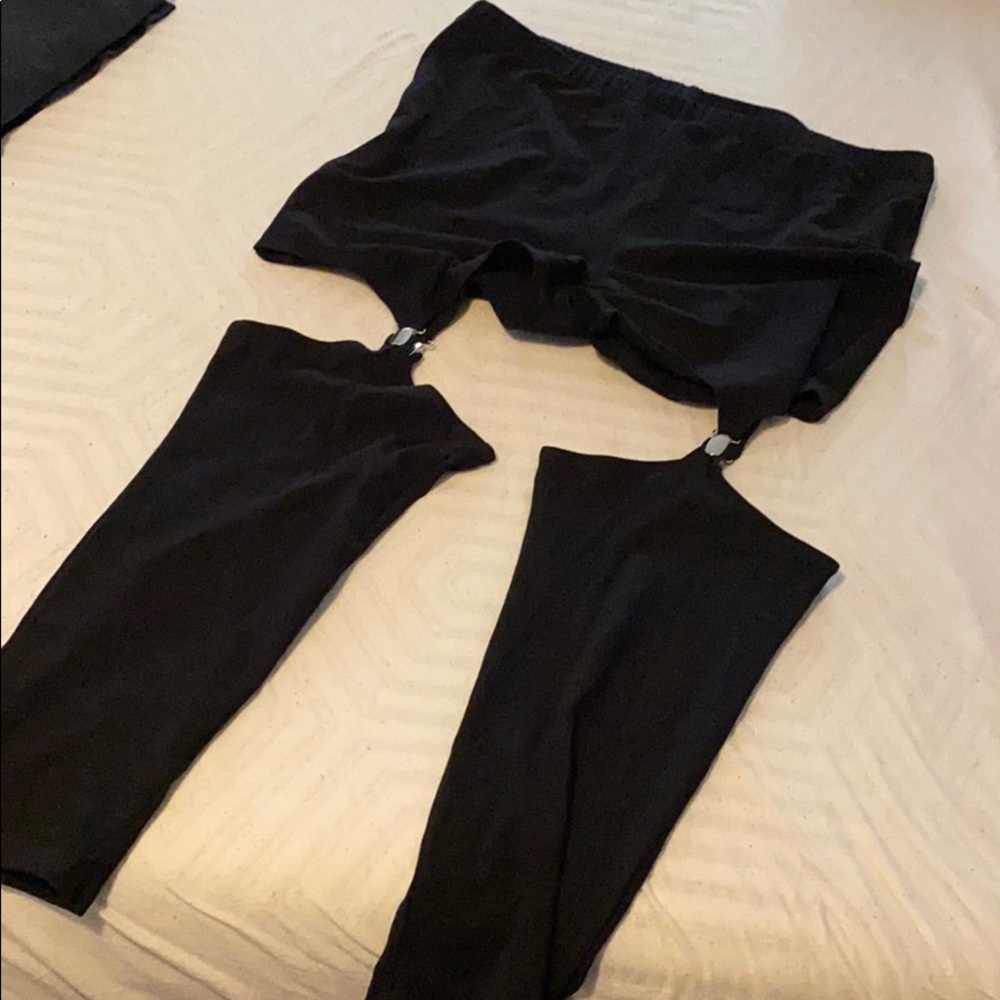 Black suspenders leggings